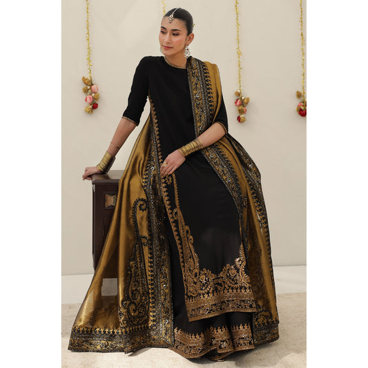 3 Piece Midnight Karandi Silk Outfit by Dyot