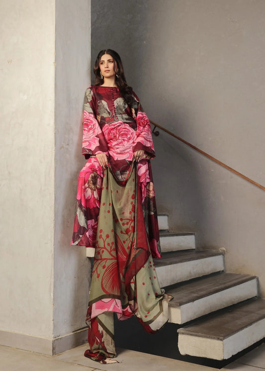 Red Floral Lawn Suit - Gulrooh