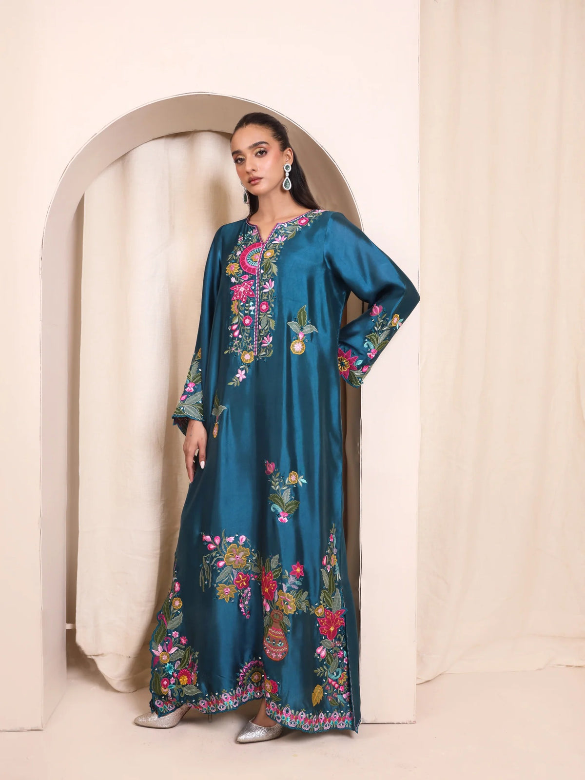 Zinc Shisha Silk Luxury Embroidered Kaftan - Samara