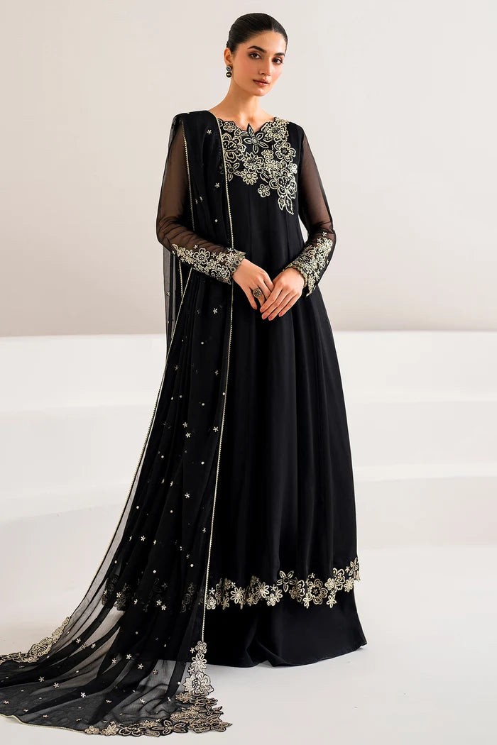 Chiffon Frock Sequin Embroidery 3PC - Onyx