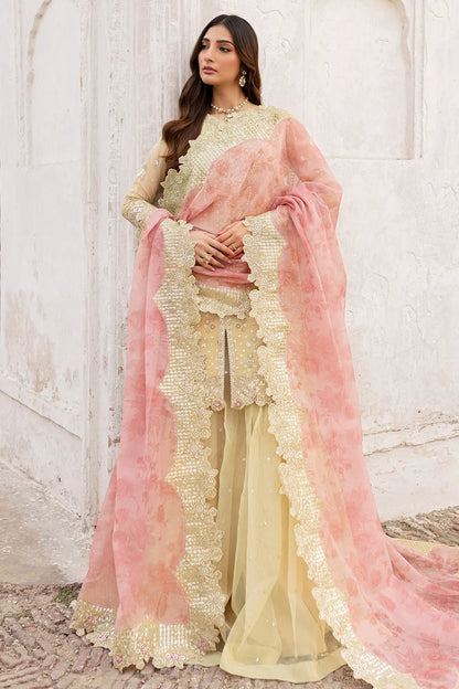 Embroidered Chiffon Party Wear - Butter Yellow