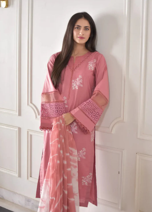 Pink Embroidered Linen | 2-Piece Dress | READY TO SHIP