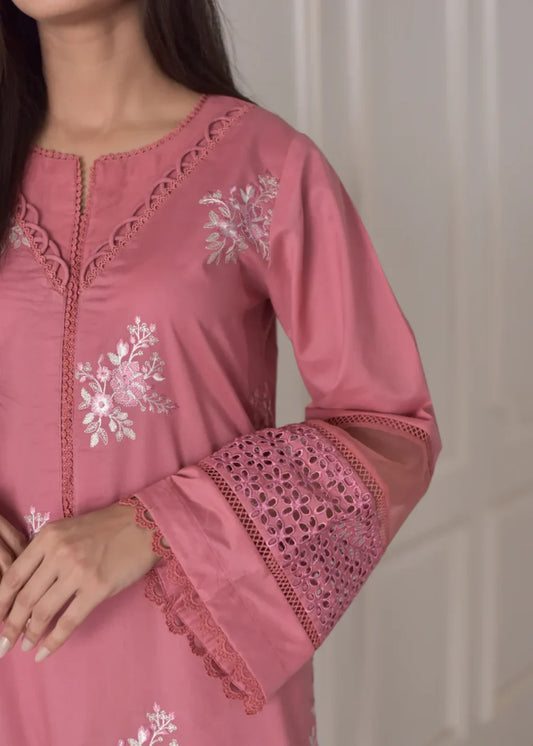 Pink Embroidered Linen | 2-Piece Dress | READY TO SHIP