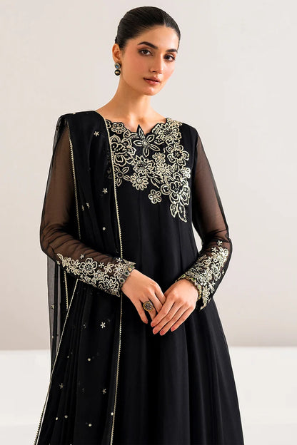Chiffon Frock Sequin Embroidery 3PC - Onyx