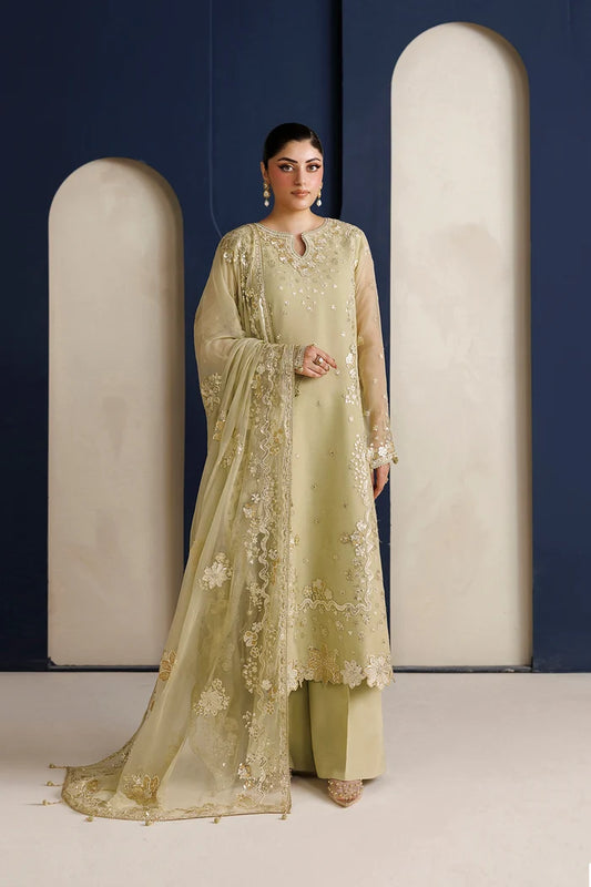 Embroidered Chiffon Suit - Mellow Gold