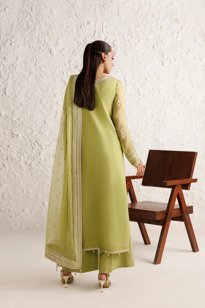 Embroidered Chiffon Suit - Olive Luxe