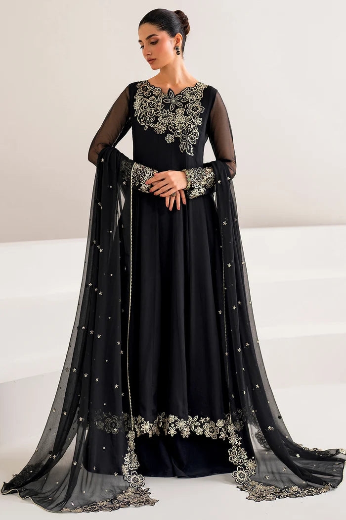 Chiffon Frock Sequin Embroidery 3PC - Onyx
