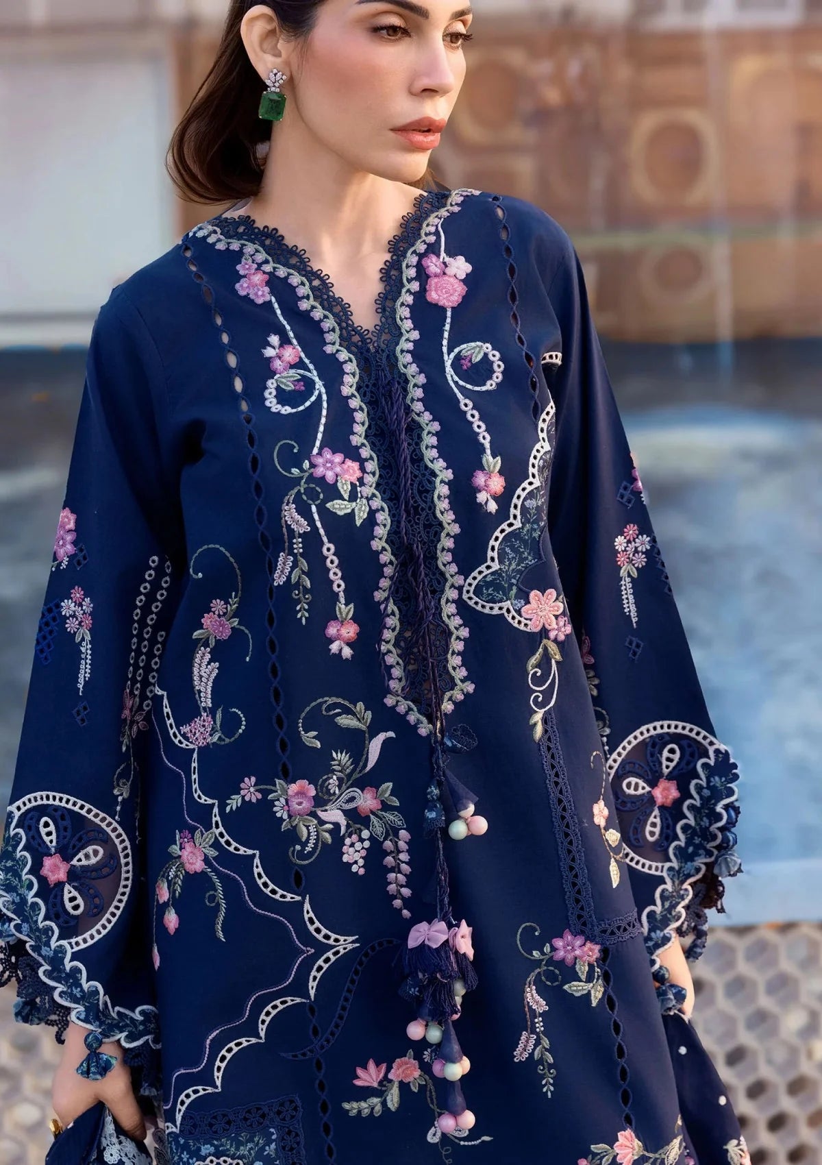 Crimson Flow 3PC Stitched Navy - Ready To Ship