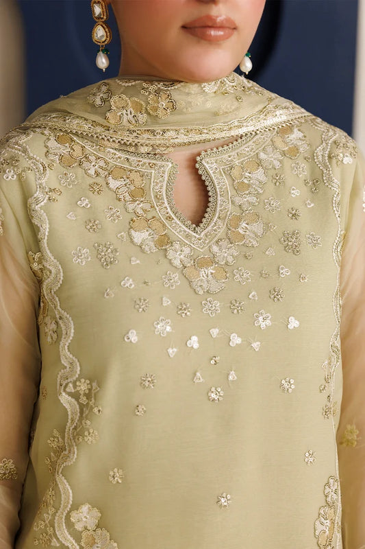 Embroidered Chiffon Suit - Mellow Gold