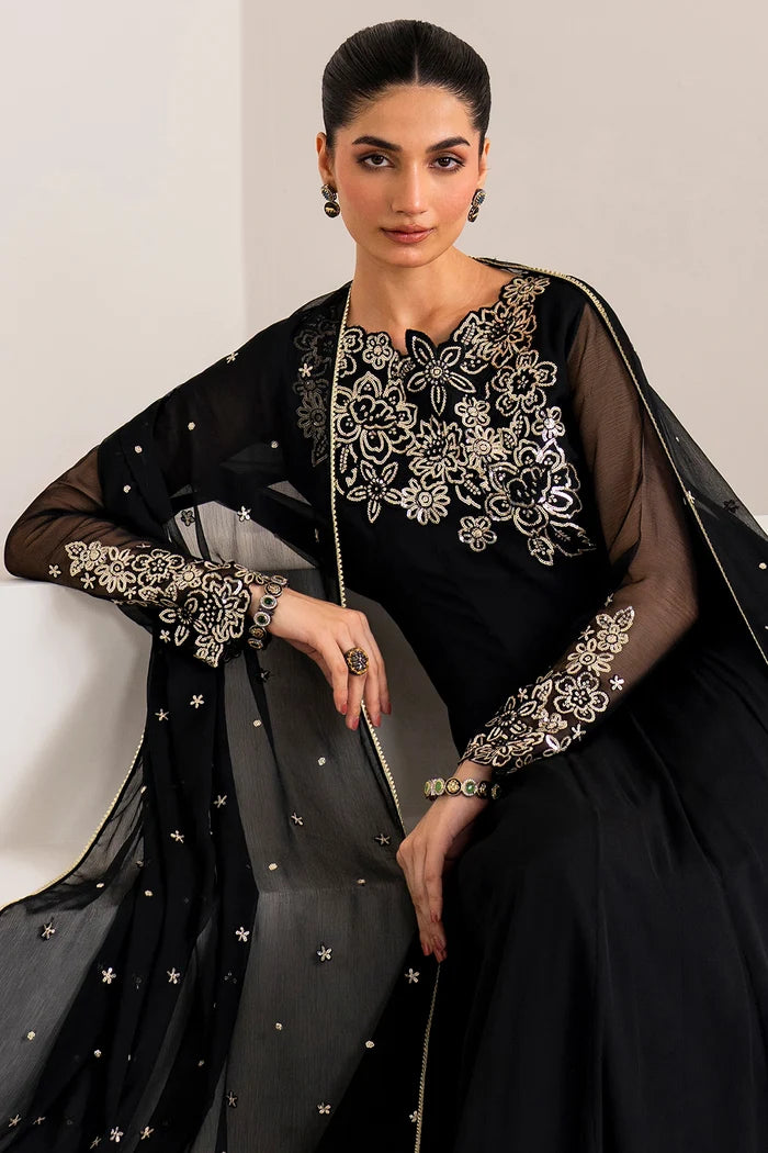 Chiffon Frock Sequin Embroidery 3PC - Onyx