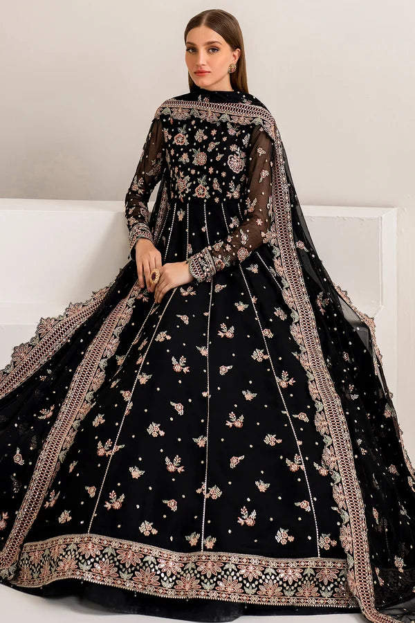 Embroidered Chiffon Anarkali & Lehenga Suit - Opaline
