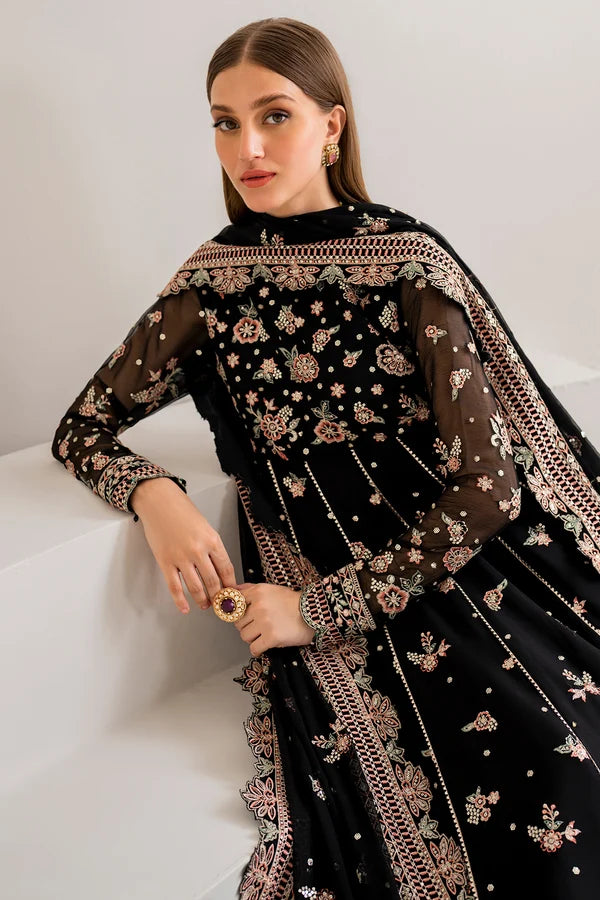 Embroidered Chiffon Anarkali & Lehenga Suit - Opaline
