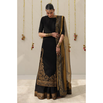 3 Piece Midnight Karandi Silk Outfit by Dyot