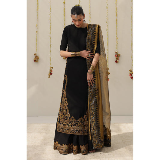 3 Piece Midnight Karandi Silk Outfit by Dyot