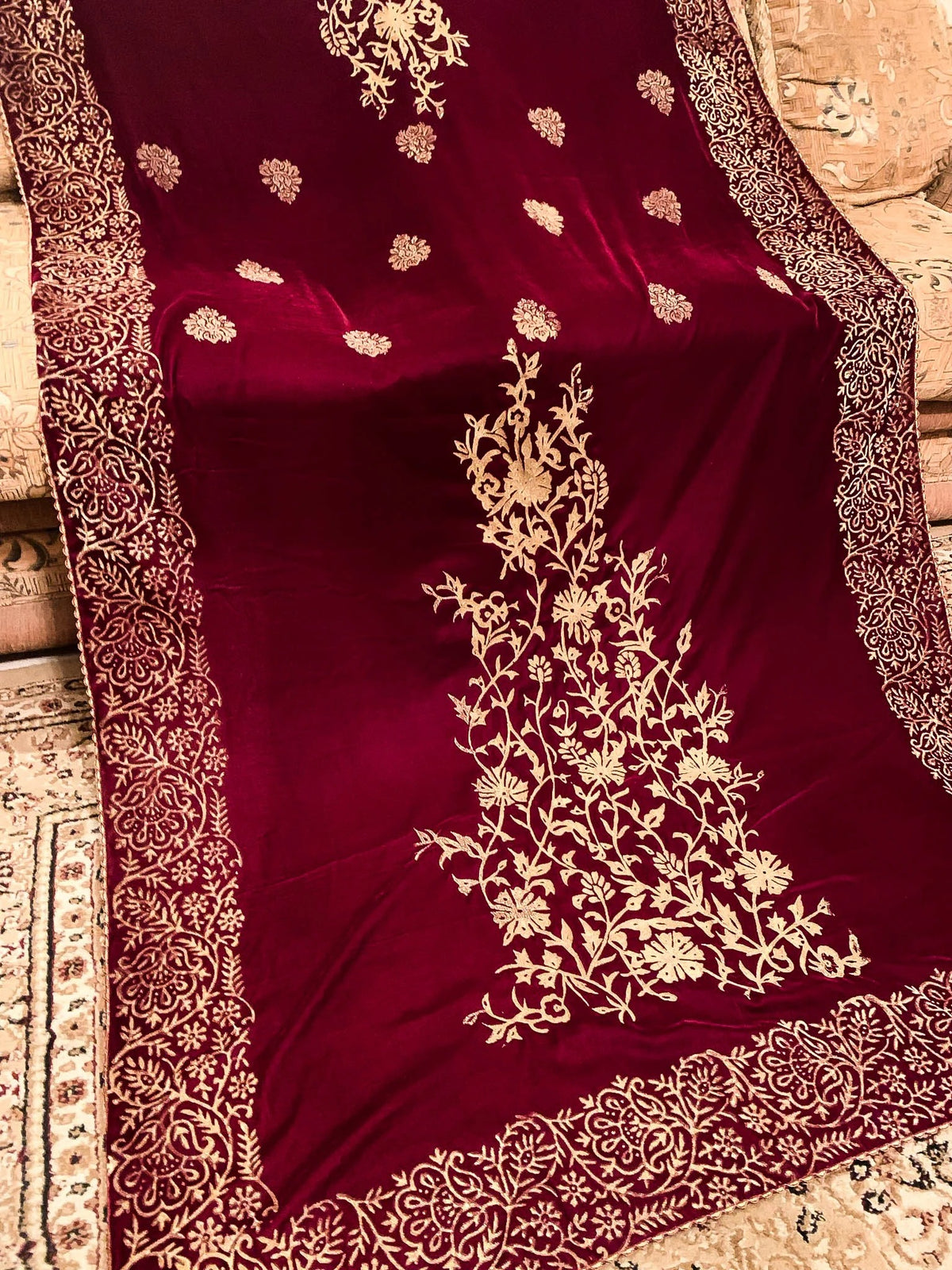 Block Printed Velvet Shawl - VT-72