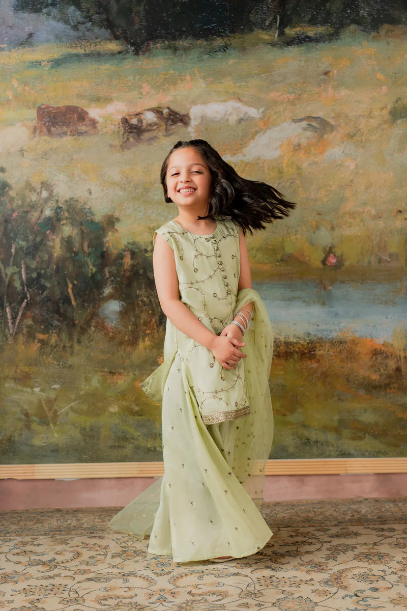 Kids Embroidered Sharara Suit