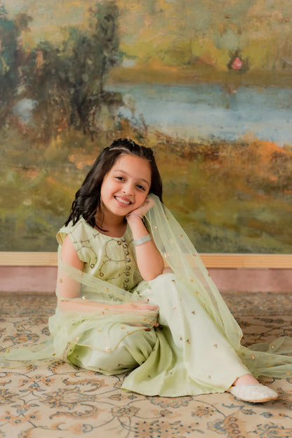 Kids Embroidered Sharara Suit