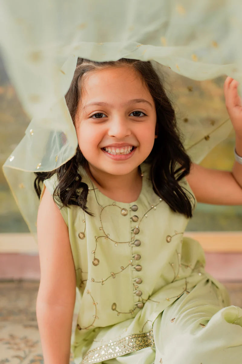 Kids Embroidered Sharara Suit