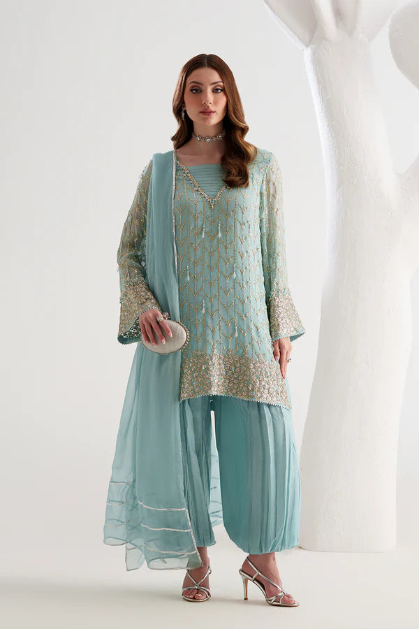 Aqua Blue Chiffon 3-Piece - AM-40