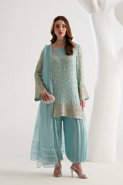 Aqua Blue Chiffon 3-Piece - AM-40