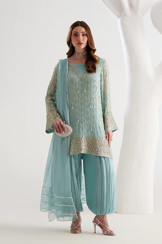 Aqua Blue Chiffon 3-Piece - AM-40