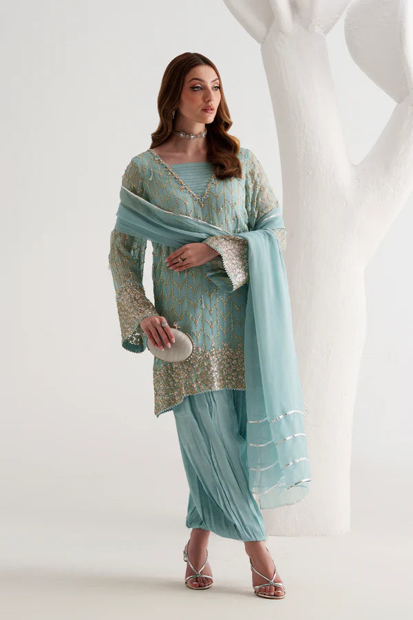 Aqua Blue Chiffon 3-Piece - AM-40