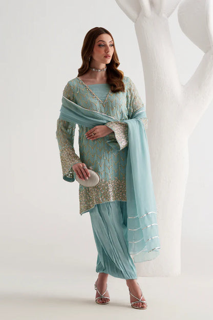 Aqua Blue Chiffon 3-Piece - AM-40