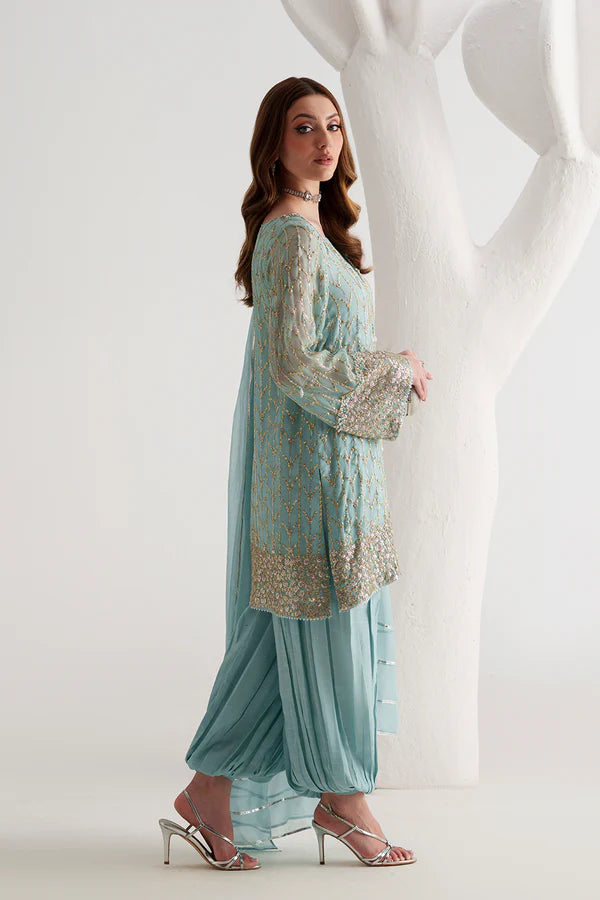 Aqua Blue Chiffon 3-Piece - AM-40