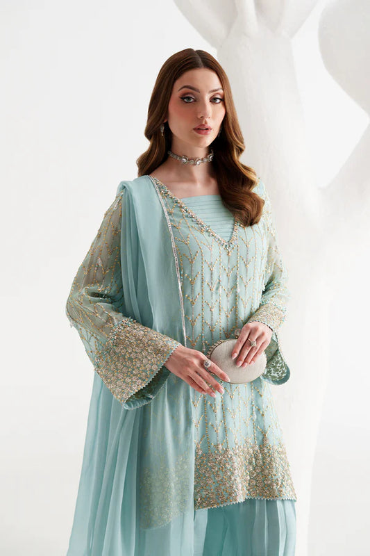 Aqua Blue Chiffon 3-Piece - AM-40