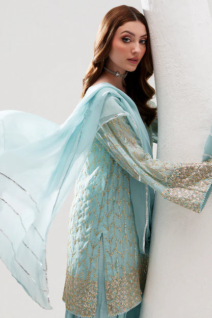 Aqua Blue Chiffon 3-Piece - AM-40