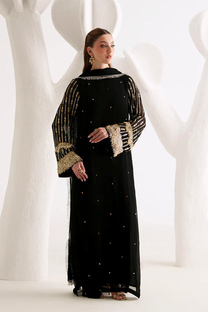 Black Sequined Chiffon 3-Piece Suit - AM-44