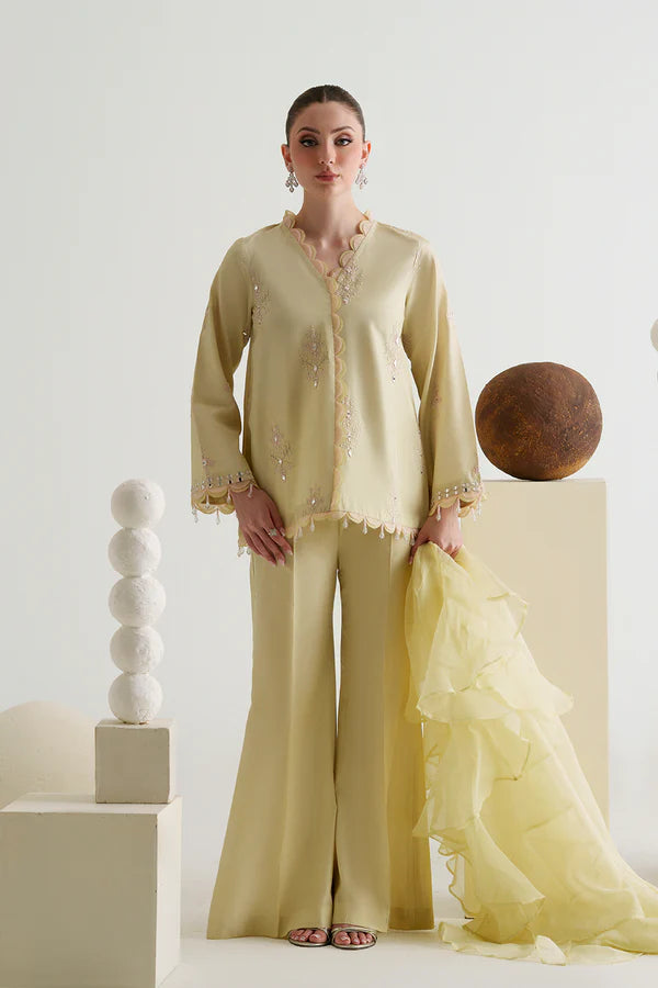 Embroidered Butter Yellow 3PC - AM-41