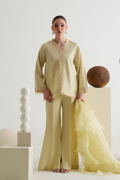 Embroidered Butter Yellow 3PC - AM-41