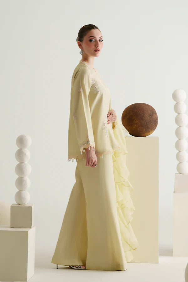 Embroidered Butter Yellow 3PC - AM-41