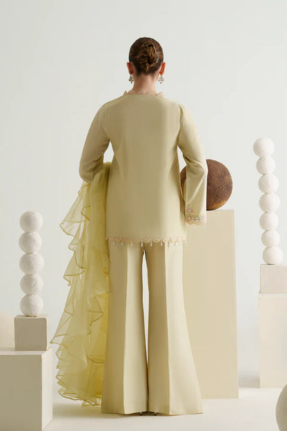 Embroidered Butter Yellow 3PC - AM-41