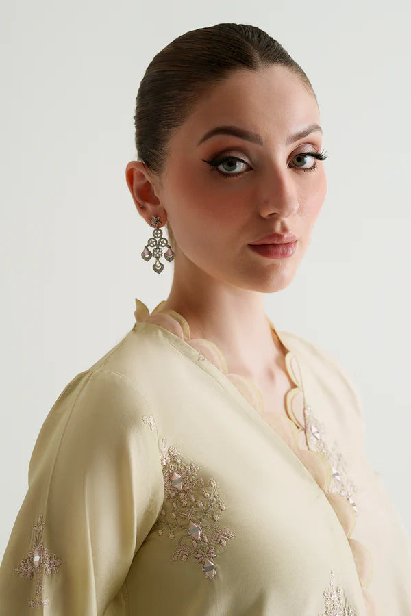 Embroidered Butter Yellow 3PC - AM-41