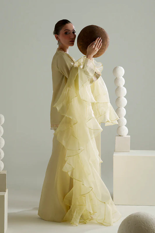 Embroidered Butter Yellow 3PC - AM-41