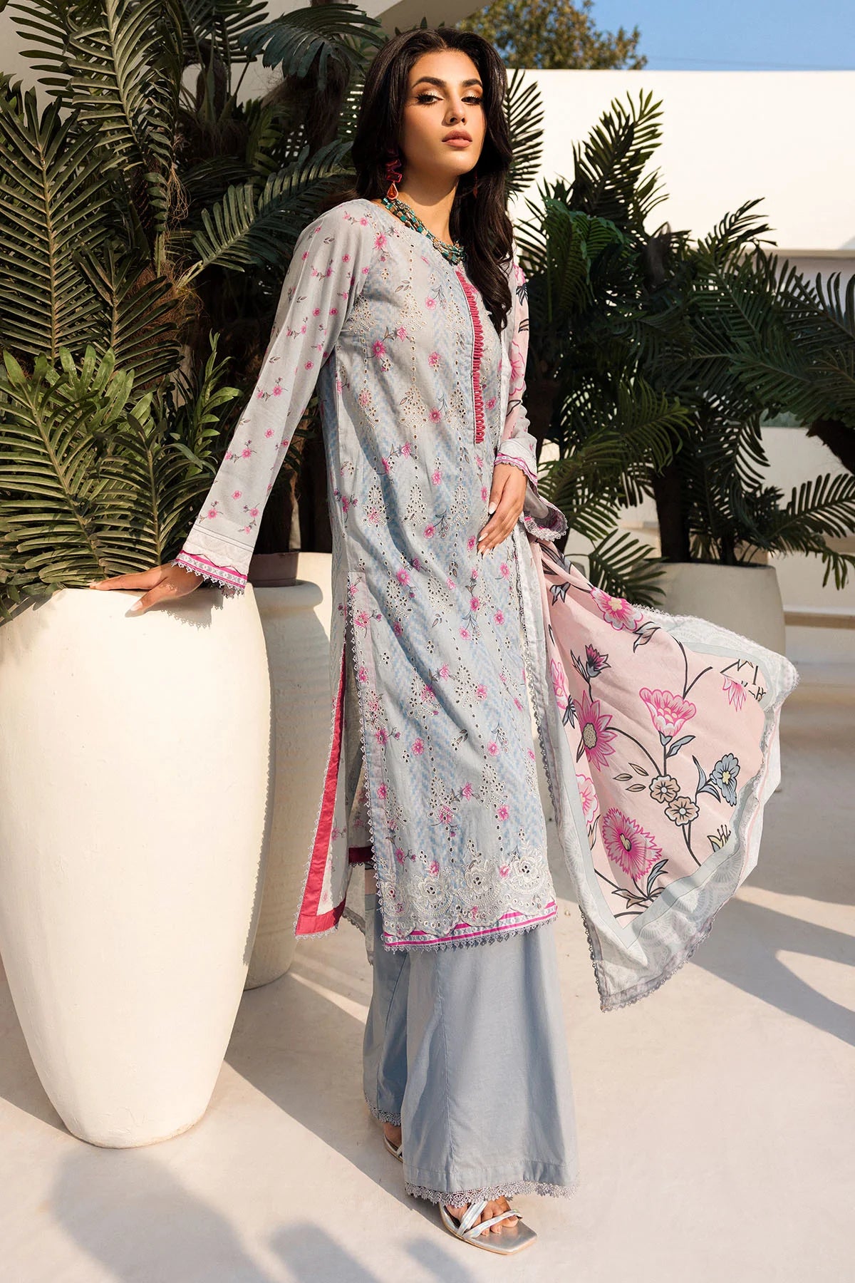 Embroidered Chickenkari Suit- Ready To Ship
