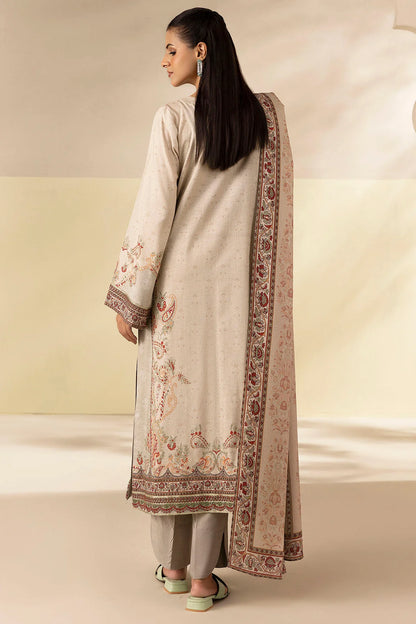 Beige Embroidered Linen Pret 3pc - Zabel