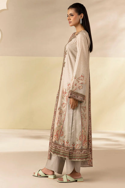 Beige Embroidered Linen Pret 3pc - Zabel