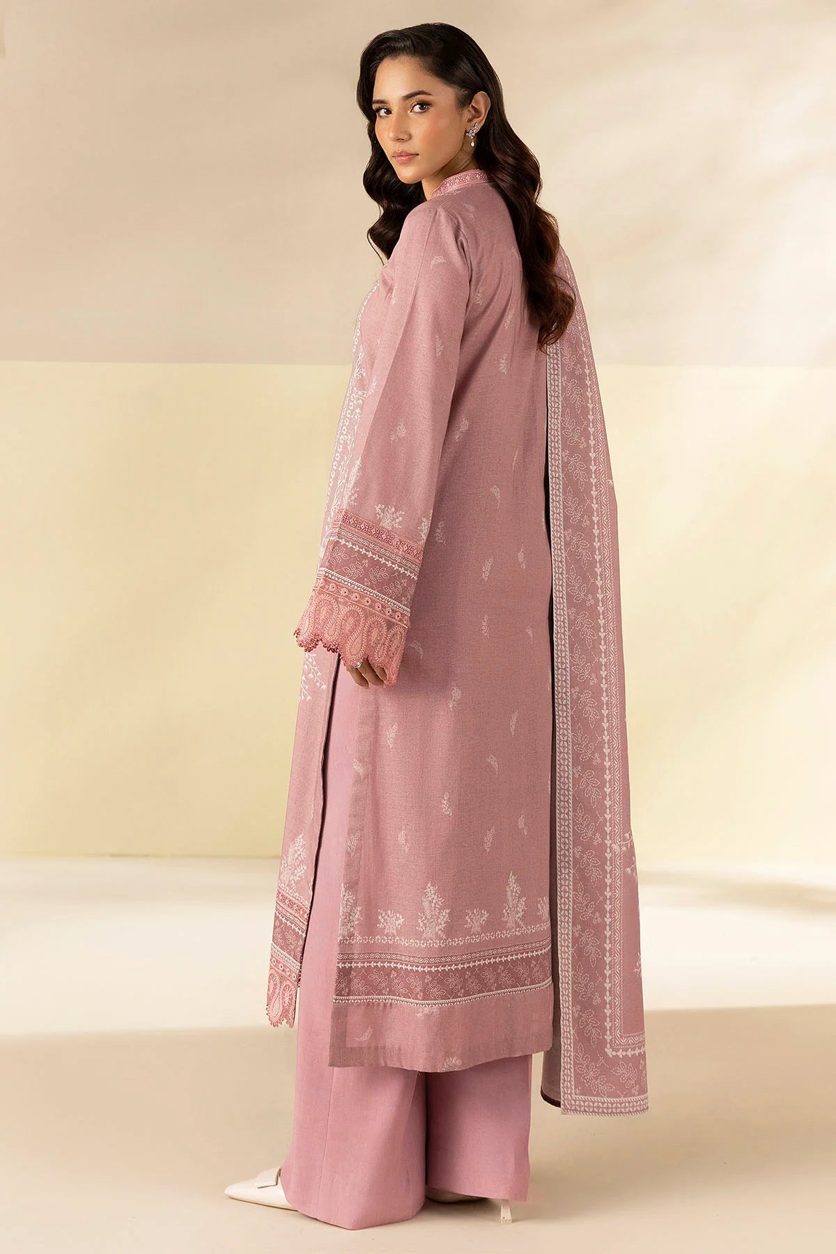 Lavender Embroidered Linen 3PC - Huyaat