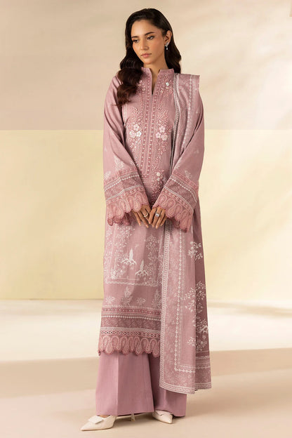 Lavender Embroidered Linen 3PC - Huyaat