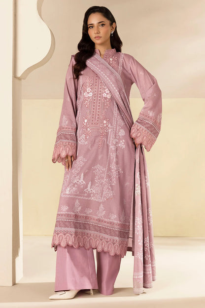 Lavender Embroidered Linen 3PC - Huyaat