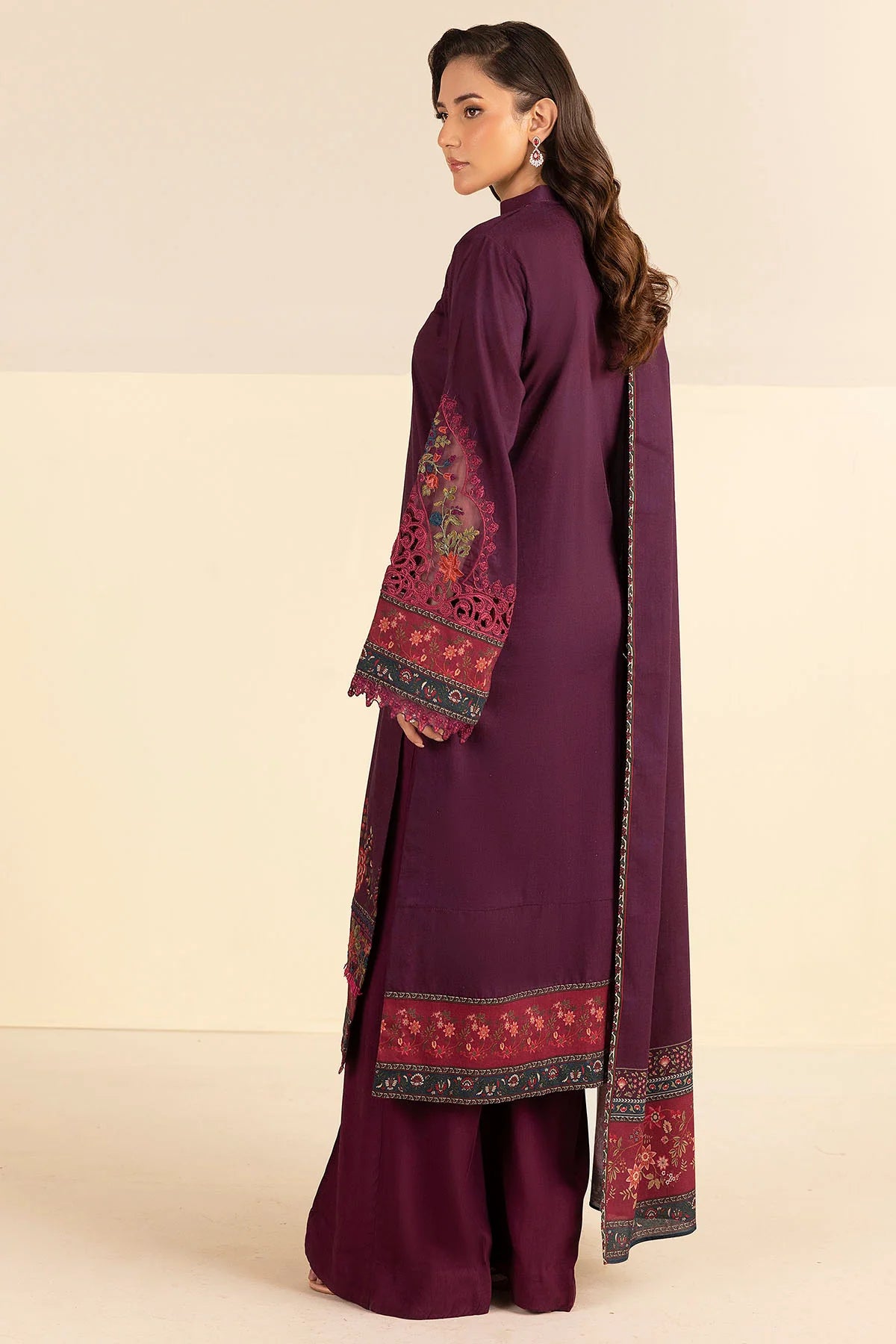 Black Embroidered Linen 3PC - Zaisha
