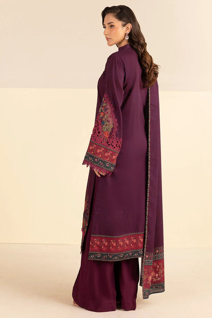 Black Embroidered Linen 3PC - Zaisha