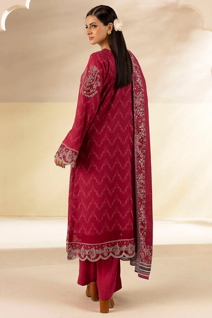 Arshi Pink Embroidered Linen 3PC - Mehza
