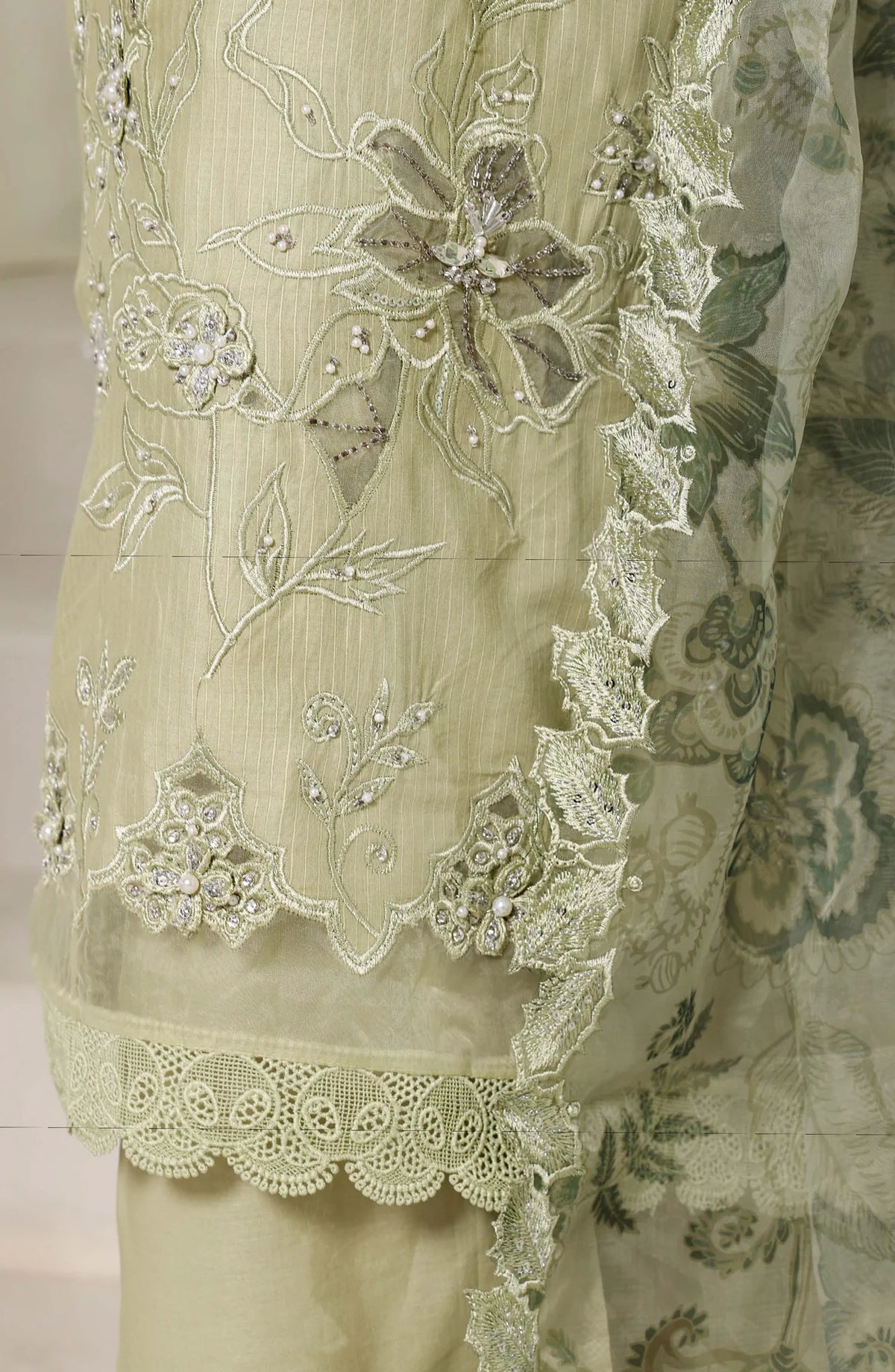 Luxury Embroidered Stitched 3 Piece Suit – Lime Green | Ready to Ship