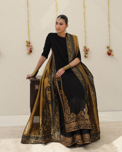 3 Piece Midnight Karandi Silk Outfit (Ready To Ship)