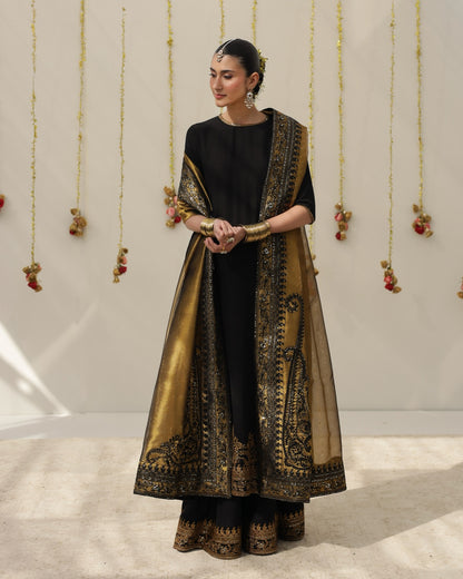 3 Piece Midnight Karandi Silk Outfit (Ready To Ship)