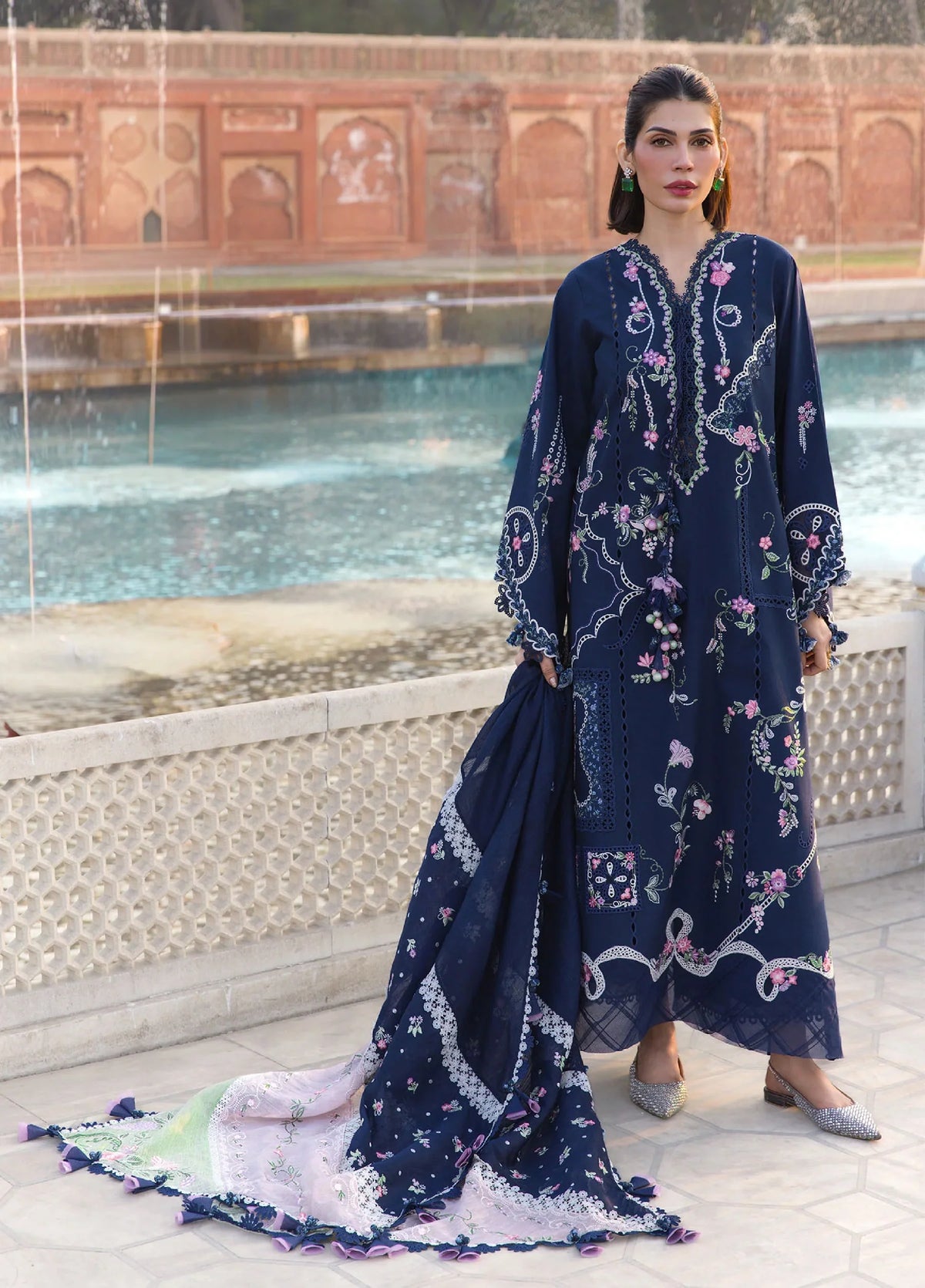 Crimson Flow 3PC Stitched Navy - Ready To Ship
